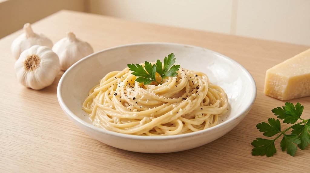 creamy garlic pasta in bowl 2k 20260918035115