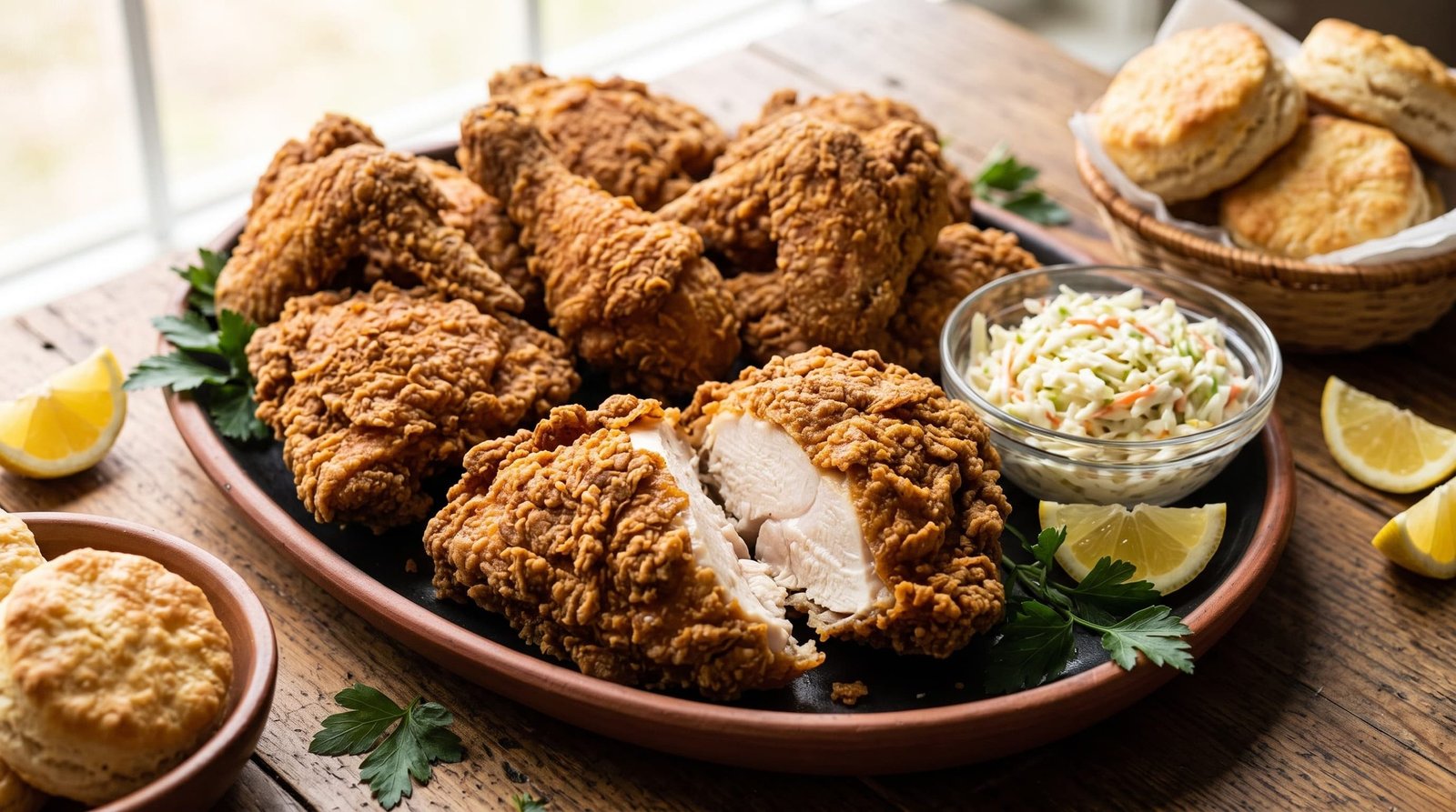 fried chicken on wooden table 2k 20260918030534
